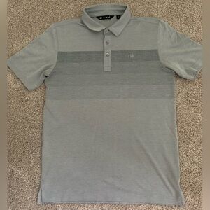 Travis Mathew Gray Polo Shirt with Subtle Stripes